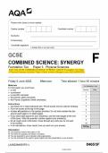 2023 AQA GCSE COMBINED SCIENCE&colon; SYNERGY 8465&sol;3F Foundation Tier Paper 3 Physical Sciences Question Paper & Mark scheme &lpar;Merged&rpar; June 2023 &lbrack;VERIFIED&rsqb;
