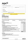 2023 AQA GCSE ENGINEERING 8852&sol;W Unit 1 Written Paper Question Paper & Mark scheme &lpar;Merged&rpar; June 2023 &lbrack;VERIFIED&rsqb;