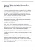 State of Colorado Sales License Test-Graded A