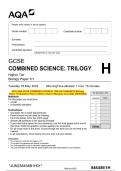 2023 AQA GCSE COMBINED SCIENCE&colon; TRILOGY 8464&sol;B&sol;1H Biology  Paper 1H Question Paper & Mark scheme &lpar;Merged&rpar; June 2023 &lbrack;VERIFIED&rsqb;