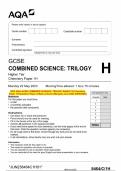 2023 AQA GCSE COMBINED SCIENCE&colon; TRILOGY 8464&sol;C&sol;1H Chemistry  Paper 1H Question Paper & Mark scheme &lpar;Merged&rpar; June 2023 &lbrack;VERIFIED&rsqb;