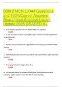 BSN 2 MCN EXAM Questions and 100-Correct Answers Guaranteed Success Latest Update 2025