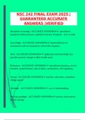 NSC 242 FINAL EXAM 2025 &vert;GUARANTEED ACCURATE ANSWERS &vert;VERIFIED