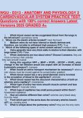 WGU - D313 - ANATOMY AND PHYSIOLOGY 2 CARDIOVASCULAR SYSTEM PRACTICE TEST
