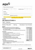 2023 AQA GCSE RELIGIOUS STUDIES A 8062&sol;11 Paper 1&colon; Buddhism Question Paper & Mark  scheme &lpar;Merged&rpar; June 2023 &lbrack;VERIFIED