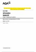 2023 AQA GCSE SPANISH 8698/SF Paper 2 Speaking Foundation Mark scheme including  Guidance for Role-plays June 2023 [VERIFIED]