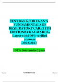 TEST BANK FOR EGAN&rsquo;S FUNDAMENTALS OF RESPIRATORY CARE 12TH EDITION KACMAREK 100 VERIFIED &vert;&vert;COMPLETE GUIDE