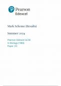2024 Pearson  Edexcel GCSE Biology Mark Scheme Paper 2 &lpar;1BIO&sol;2H&colon; Higher Tier&rpar;