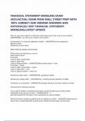FINANCIAL STATEMENT MODELING EXAM 2024&sol;ACTUAL EXAM FROM WALL STREET PREP WITH 100&percnt; CORRECT AND VERIFIED ANSWERS AND RATIONALES&sol; WSP FINANCIAL STATEMENT MODELING&sol;LATEST UPDATE