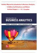 Solution Manual for Introduction to Business Analytics&comma; 1st Edition by Richardson and Watson Verified Chapter's 1 - 12 &vert; Complete