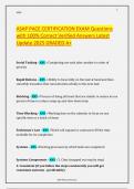 ASAP PACE CERTIFICATION EXAM Questions with 100- Correct Verified Answers Latest Update 2025