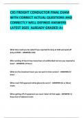 CXS FREIGHT CONDUCTOR FINAL EXAM  WITH CORRECT ACTUAL QUESTIONS AND CORRECTLY WELL DEFINED ANSWERS LATEST 2025  ALREADY GRADED A&plus; 