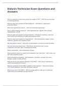Dialysis Technician Exam Questions and Answers