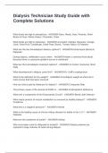 Dialysis Technician Study Guide with Complete Solutions