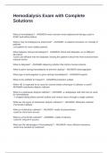 Hemodialysis Exam with Complete Solutions