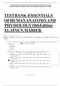 TEST BANK- ESSENTIALS  OF HUMAN ANATOMY AND PHYSIOLOGY 10th Edition ELAINE N&period; MARIEB