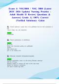 Exam 4&colon; NSG3800 &sol; NSG 3800 &lpar;Latest 2025&sol; 2026 Update&rpar; Nursing Practice - Adult Health II Review&vert; Questions & Answers&vert; Grade A&vert; 100&percnt; Correct &lpar;Verified Solutions&rpar;- Galen