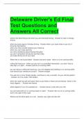 Delaware Driver's Ed Final Test Questions and Answers All Correct 