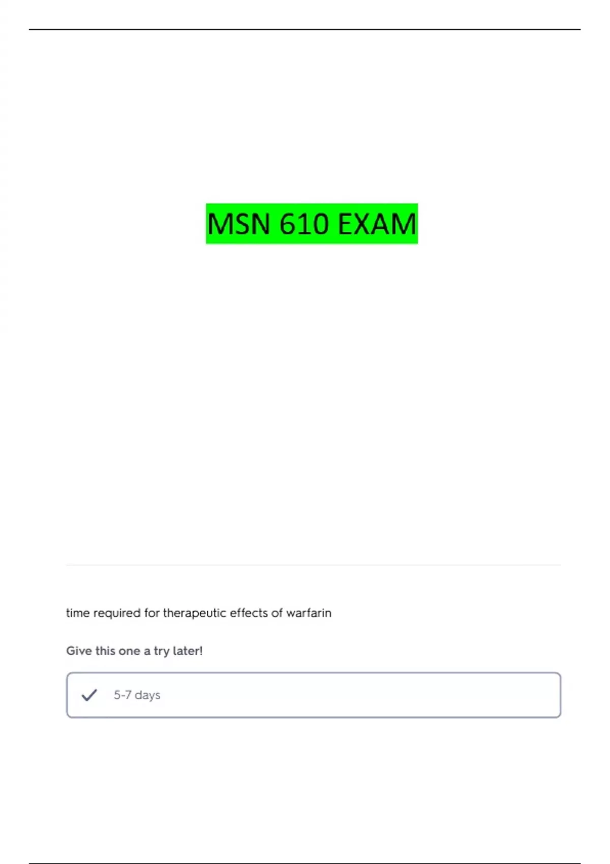 MSN 610 MIDTERM QUESTIONS WITH COMPLETE ANSWERS - MSN 610 - Stuvia US