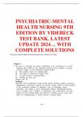 PSYCHIATRIC-MENTAL HEALTH NURSING 9TH EDITION BY VIDEBECK TEST BANK&period; LATEST UPDATE 2024&hellip; WITH COMPLETE SOLUTIONS Psychiatric-Mental Health Nursing 8th edition by Videbeck Test Bank 