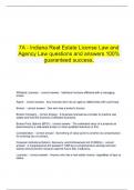 7A - Indiana Real Estate License Law and  Agency Law questions and answers 100&percnt;  guaranteed success&period;