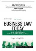 Solution Manual For Business Law Today - Standard Edition Text & Summarized Cases &lpar;MindTap Course List&rpar;&comma; Cengage&comma; 13th edition&comma; Roger verified