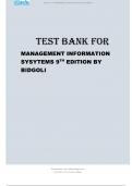 TEST BANK FOR MANAGEMENT INFORMATION SYSYTEMS 9TH EDITION BY BIDGOLI&period;