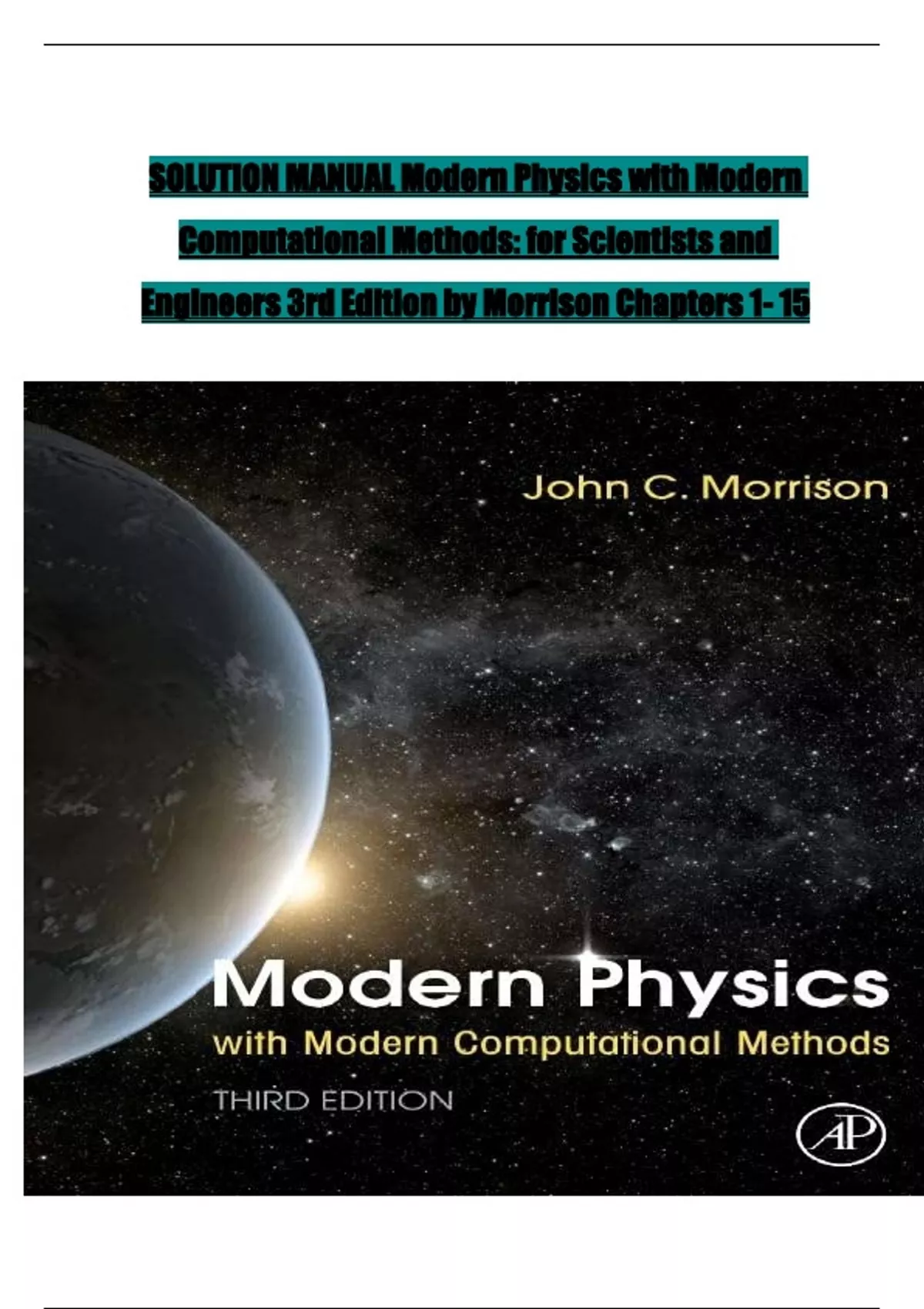 Solution Manual - Modern Physics with Modern Computational Methods: for ...