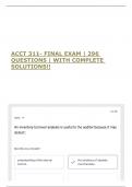 ACCT 311- FINAL EXAM &vert; 296 QUESTIONS &vert; WITH COMPLETE SOLUTIONS&excl;&excl;