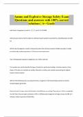 Ammo and Explosive Storage Safety Exam Questions and answers with 100&percnt; correct  solutions &vert; A&plus; Grade