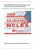 Solution Manuals for NCLEX MNEMONICS&colon; NCLEX Nursing Mnemonics to help you study for your NCLEX Exam 2025 by Maria Youtman &vert; 9781095945940 &vert; LATEST
