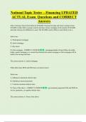 National Topic Tester &ndash; Financing UPDATED  ACTUAL Exam Questions and CORRECT  Answers