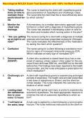 Neurological NCLEX Exam Test Questions with 100&percnt; Verified Answers