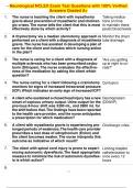 Neurological NCLEX Exam Test Questions with 100&percnt; Verified Answers Graded A&plus;