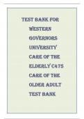 Western Governors University CARE OF THE ELDERLY C475  CARE OF THE OLDER ADULT TEST BANK