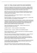 NUR 110&colon; FINAL EXAM QUESTIOS AND ANSWERS