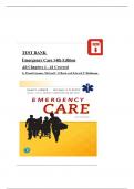 EMERGENCY CARE 14TH EDITION TEST BANK BY DANIEL LIMMER&comma; MICHAEL F&period; O'KEEFE&comma; ALL CHAPTERS 1 - 41&comma; COMPLETE GUIDE&vert; GRADED A&plus;