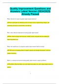 Quality Improvement Questions and Answers Latest Version &lpar;2024&sol;2025&rpar;  Already Passed