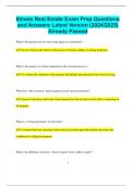 Illinois Real Estate Exam Prep Questions and Answers Latest Version &lpar;2024&sol;2025&rpar;  Already Passed