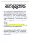 CNL EXAM 2025 &vert; CLINICAL NURSE LEADER EXAM &vert; ALL QUESTIONS AND CORRECT ANSWERS WITH RATIONALES &vert; ALREADY GRADED A&plus; &vert; VERIFIED ANSWERS &vert; JUST RELEASED