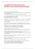 COMMUNITY NUR 206 EXAM 1 REVIEW QUESTIONS AND ANSWERS