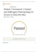 ELSEVIER ADAPTIVE QUIZZING QUIZ PERFORMANCE 6 &vert; MODULE 1 HOMEWORK 1 CLAYTON AND WILLIHNGANZ PHARMACOLOGY CH 20 AND 21 EAQ HW &lpar;NG&rpar;&vert; RATIONALES &vert; COMPLETE GUIDE&vert; GRADED A&plus; 