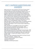 UNIT 7 NURSING QUESTIONS AND ANSWERS 