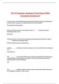 Fire Protection Systems Final Exam With Complete Solutions&excl;&excl;