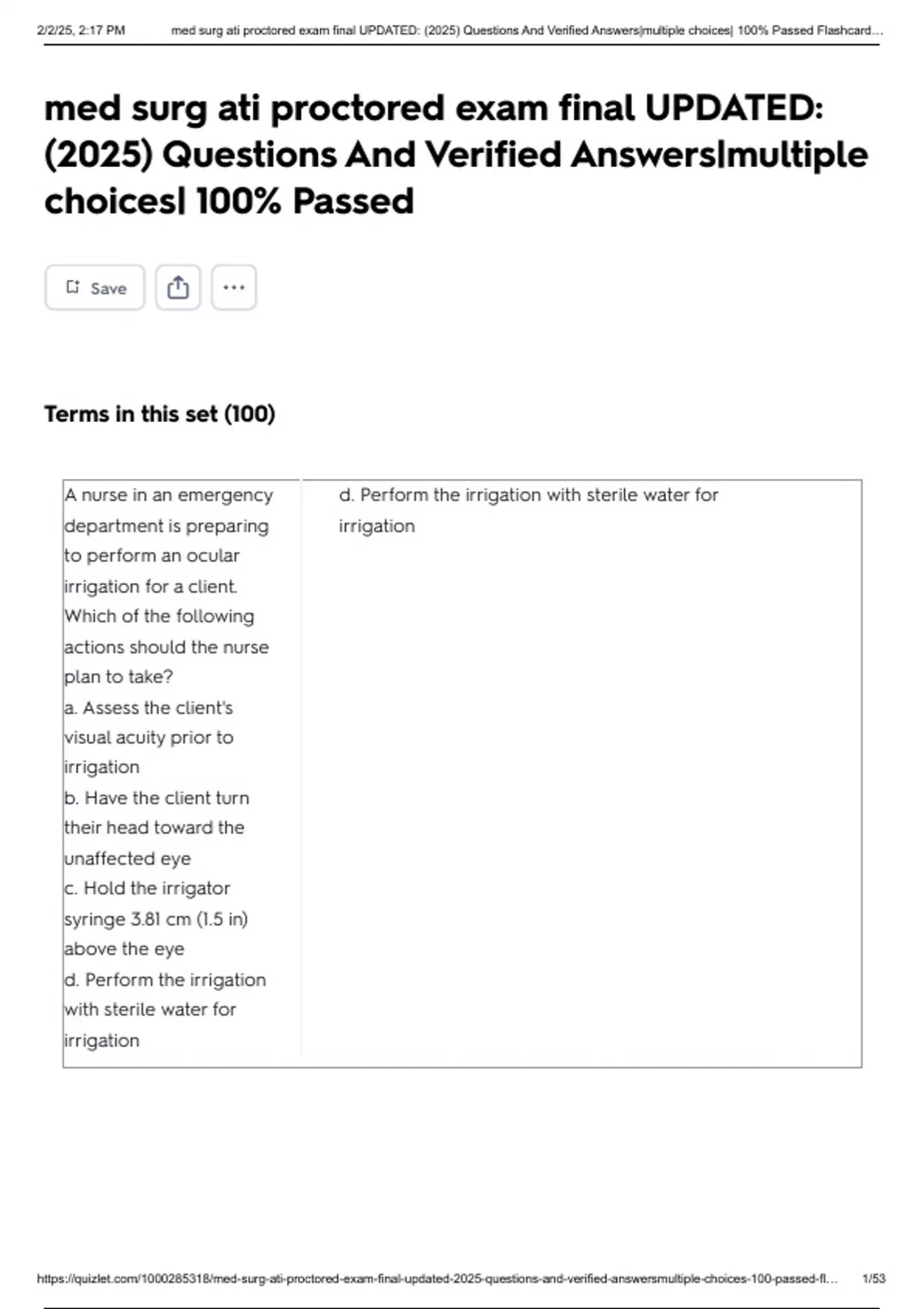 med surg ati proctored exam final UPDATED: (2025) Questions And ...