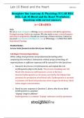 Straighter line Anatomy & Physiology II LAB BIO 202L Lab 10 Blood and the Heart Worksheet&period; Questions with correct answers&period;  A&plus; GRADED&period;