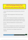 GRE Psychology Subject Test Questions and Answers 100&percnt; Pass