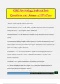 GRE Psychology Subject Test Questions and Answers 100&percnt; Pass
