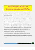  GRE Psychology Subject Test Questions and Answers 100&percnt; Pass
