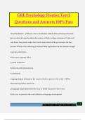  GRE Psychology Practice Test 2 Questions and Answers 100&percnt; Pass